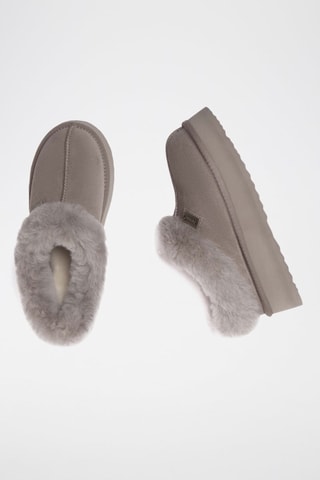 Chinelos de quarto forrados com plataforma em nobuck Topknot - Castanho