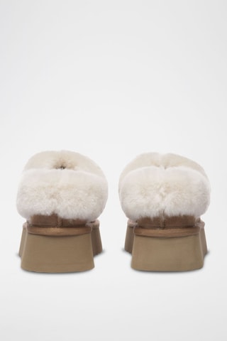 Chinelos de quarto forrados com plataforma em nobuck Topknot - Castanho-claro