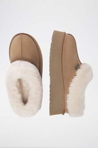 Chinelos de quarto forrados com plataforma em nobuck Topknot - Castanho-claro