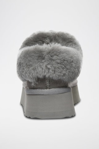 Chinelos de quarto forrados com plataforma em nobuck Topknot - Cinzento