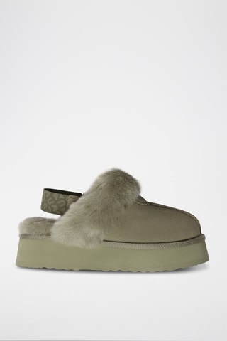 Pantufas forradas com plataforma em nobuck Wagtail - Cinzento