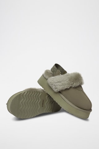 Pantufas forradas com plataforma em nobuck Wagtail - Cinzento