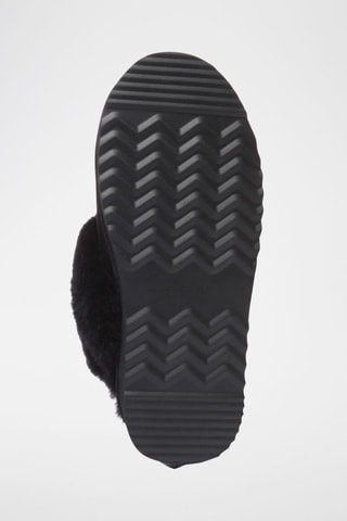 Pantufas forradas com plataforma em nobuck Fantail - Preto