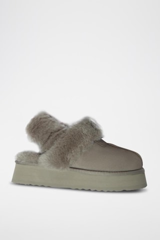 Pantufas forradas com plataforma em nobuck Fantail - Cinzento