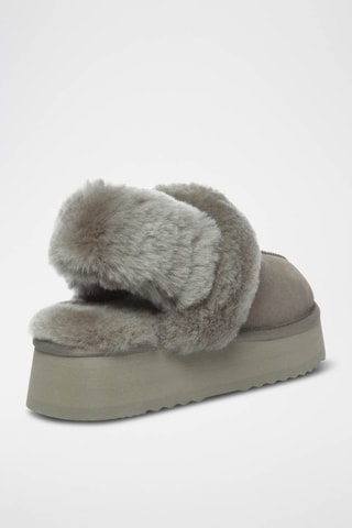 Pantufas forradas com plataforma em nobuck Fantail - Cinzento