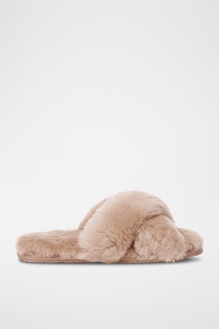 Pantufas forradas em pele de carneiro Dove - Rosa-claro