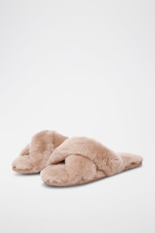 Pantufas forradas em pele de carneiro Dove - Rosa-claro