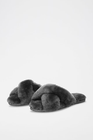 Pantufas forradas em pele de carneiro Dove - Cinzento-escuro