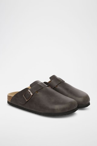 Mules em couro Pintail - Castanho