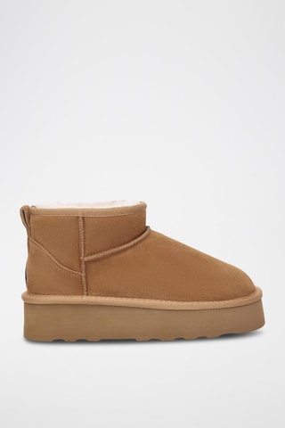 Botins forrados de nobuck com plataforma Heron - Camel