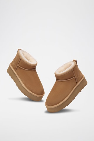 Botins forrados de nobuck com plataforma Heron - Camel