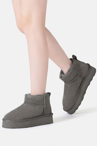 Botins forrados de nobuck com plataforma Heron - Cinzento