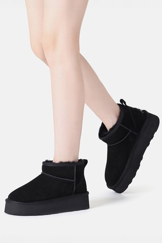 Botins forrados de nobuck com plataforma Heron - Preto