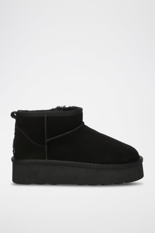 Botins forrados de nobuck com plataforma Heron - Preto