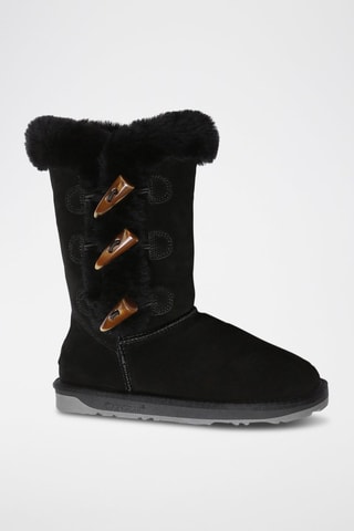 Botins em couro de carneiro nobuck Ashy - Preto