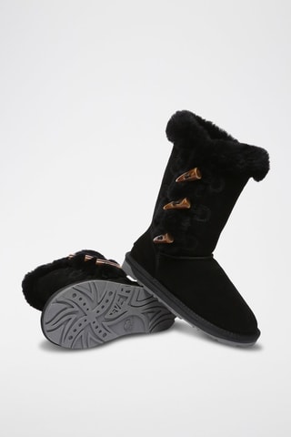 Botins em couro de carneiro nobuck Ashy - Preto