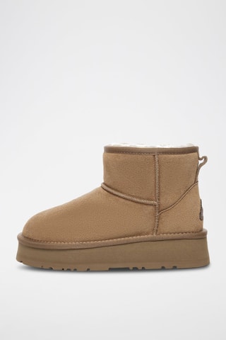 Botins forrados de nobuck com plataforma Dusky - Camel