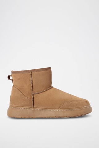 Botins forrados de nobuck Rosella - Camel e branco