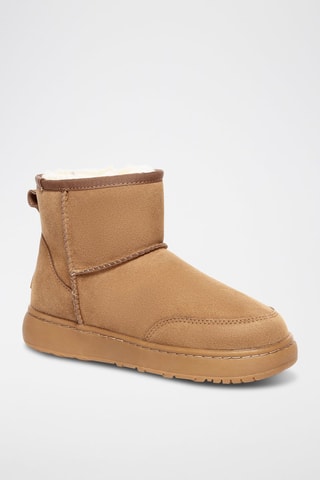 Botins forrados de nobuck Rosella - Camel e branco