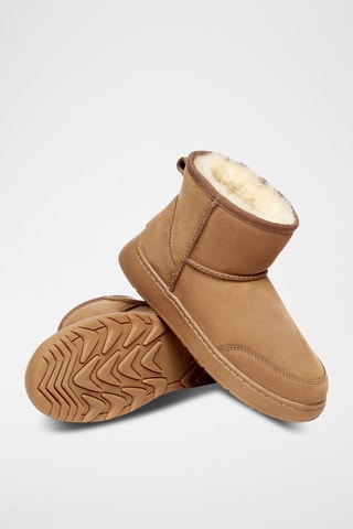 Botins forrados de nobuck Rosella - Camel e branco
