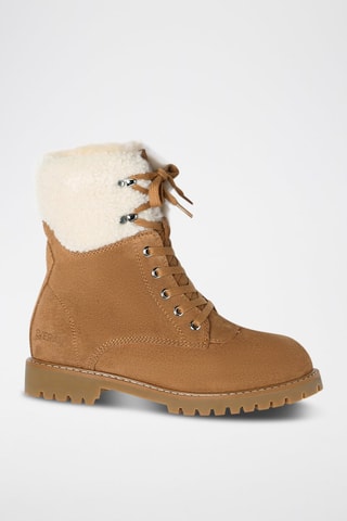 Botins forrados de nobuck Sittella - Camel e branco