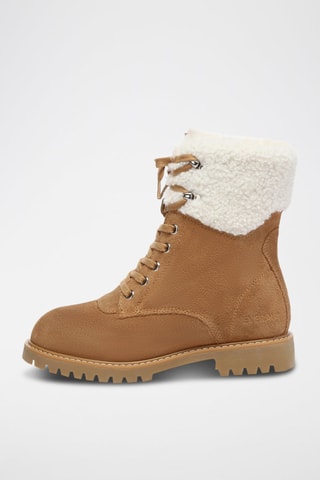 Botins forrados de nobuck Sittella - Camel e branco