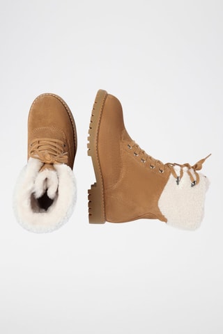 Botins forrados de nobuck Sittella - Camel e branco