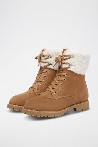 Botins forrados de nobuck Sittella - Camel e branco