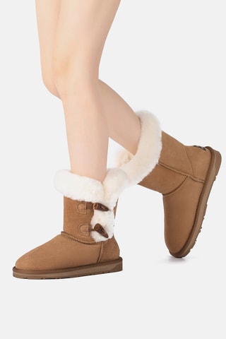 Botins forrados de nobuck Stork - Camel e branco