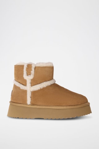 Botins forrados de nobuck com plataforma Barren - Camel