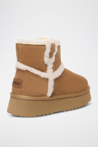 Botins forrados de nobuck com plataforma Barren - Camel