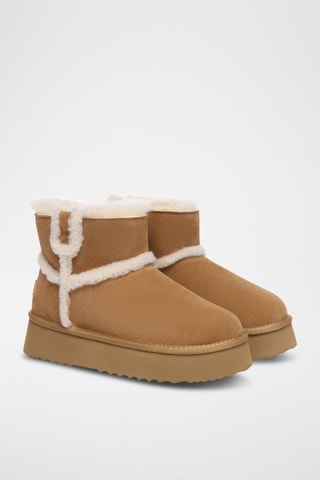 Botins forrados de nobuck com plataforma Barren - Camel