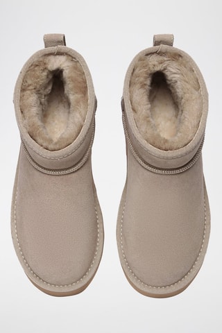 Botins forrados com plataforma em nobuck Heron - Bege
