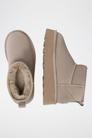 Botins forrados com plataforma em nobuck Heron - Bege