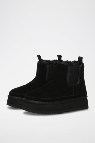 Botins forrados com plataforma em nobuck Rosella - Preto