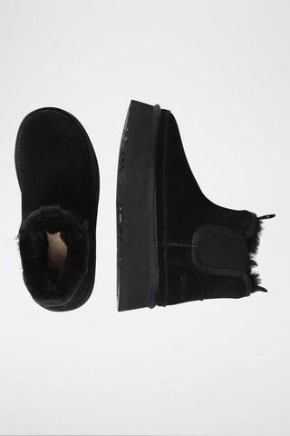 Botins forrados com plataforma em nobuck Rosella - Preto