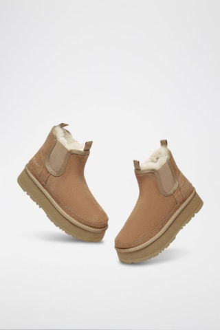 Botins forrados com plataforma em nobuck Rosella - Castanho-claro