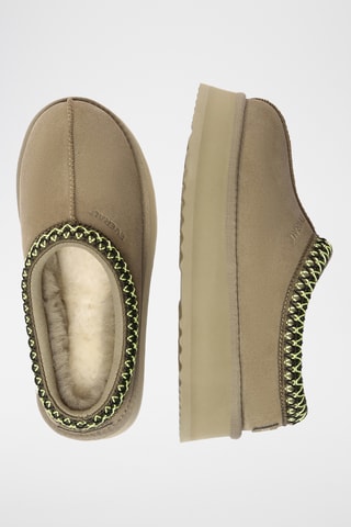 Socas forradas com plataforma em nobuck Wonga - Verde-azeitona