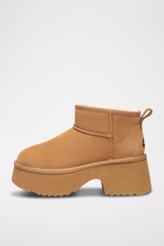 Botins forrados com plataforma em nobuck Nicobar - Camel