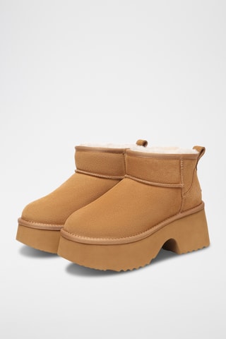Botins forrados com plataforma em nobuck Nicobar - Camel