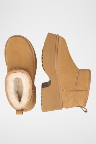 Botins forrados com plataforma em nobuck Nicobar - Camel