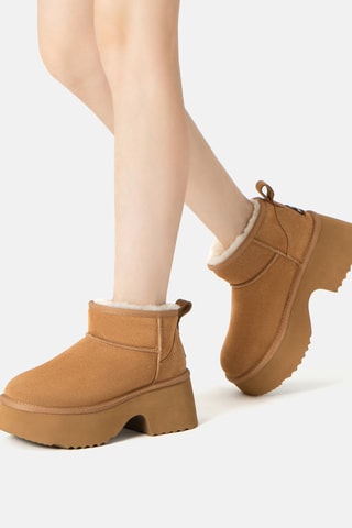 Botins forrados com plataforma em nobuck Nicobar - Camel