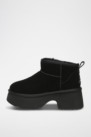 Botins forrados com plataforma em nobuck Nicobar - Preto
