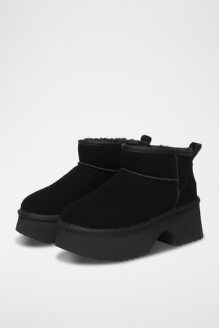 Botins forrados com plataforma em nobuck Nicobar - Preto