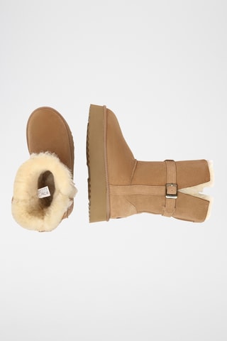 Botins forrados com plataforma em nobuck Brush - Camel