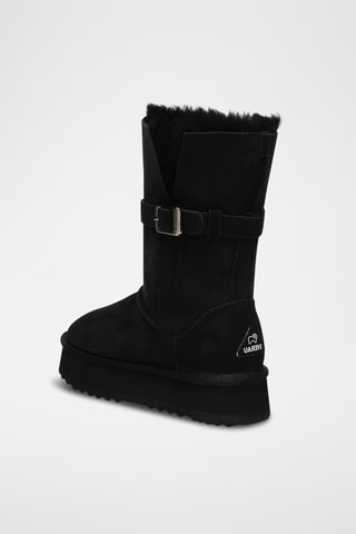 Botins forrados com plataforma em nobuck Brush - Preto