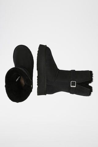 Botins forrados com plataforma em nobuck Brush - Preto