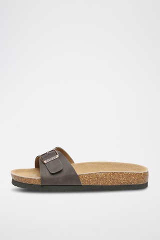 Mules de couro Swan - Castanho