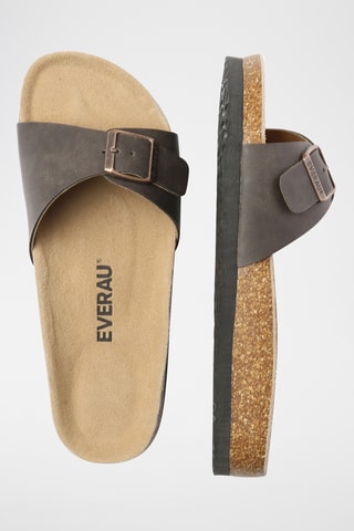 Mules de couro Swan - Castanho