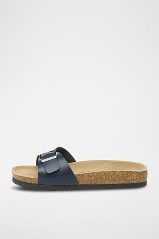Mules de couro Swan - Azul-marinho